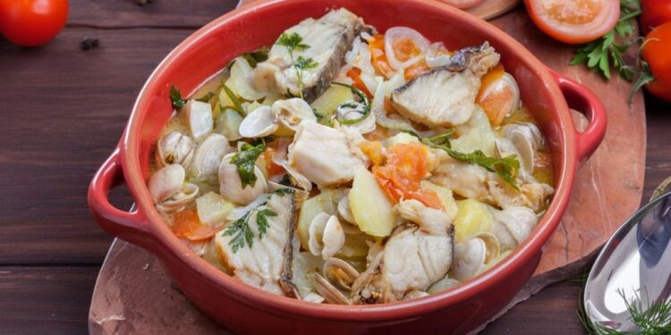 Portuguese codfish stew (caldeirada de bacalhau)