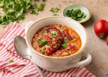 Portuguese-style octopus rice (arroz de polvo)