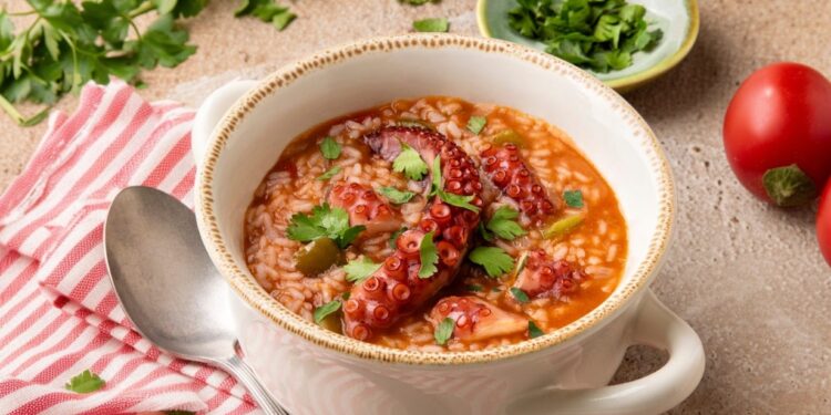 Portuguese-style octopus rice (arroz de polvo)