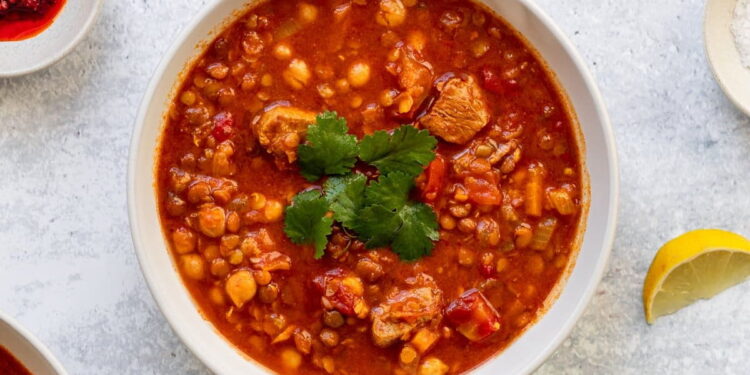 Harira (Moroccan Lentil and Chickpea Soup)