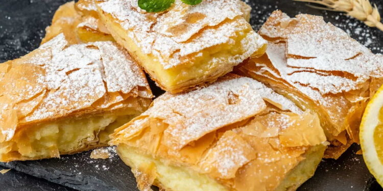 Bougatsa (Greek Custard-Filled Phyllo Pastry)