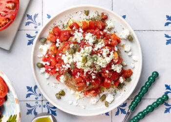 Dakos (Cretan Barley Rusk with Tomato and Feta)