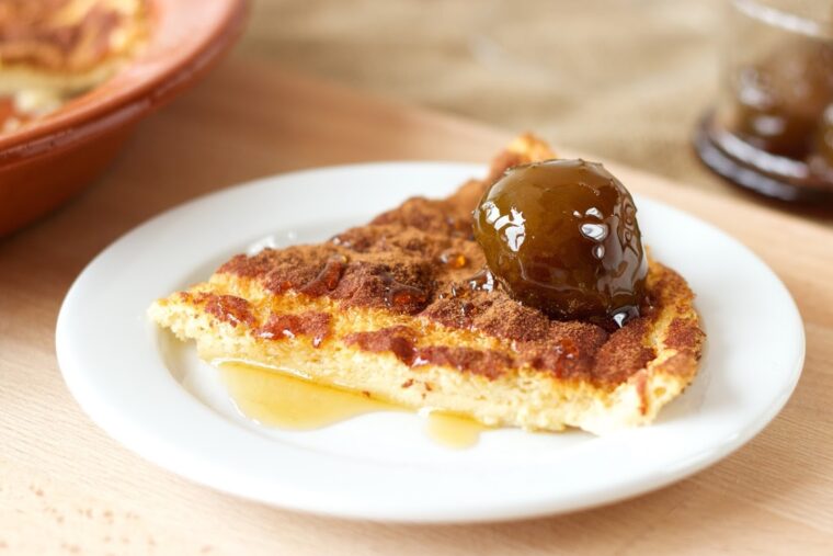 Sericaia com Ameixas de Elvas (Alentejo Cinnamon Egg Pudding)
