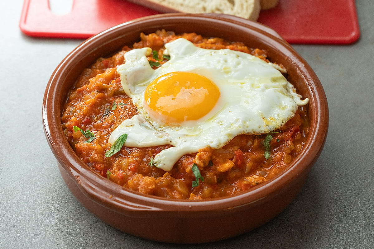 Pisto Manchego (Spanish Slow-Cooked Vegetable Stew with Eggs)