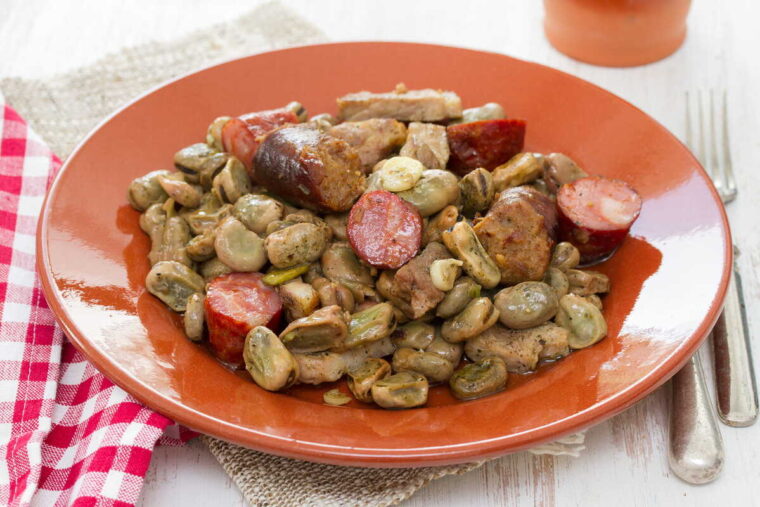 Favas Guisadas com Chouriço (Portuguese Braised Fava Beans with Chorizo)